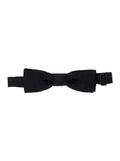 Black Bowtie with Logo Patch on the Rear and Hook Closure in Silk Man Papillon Ties