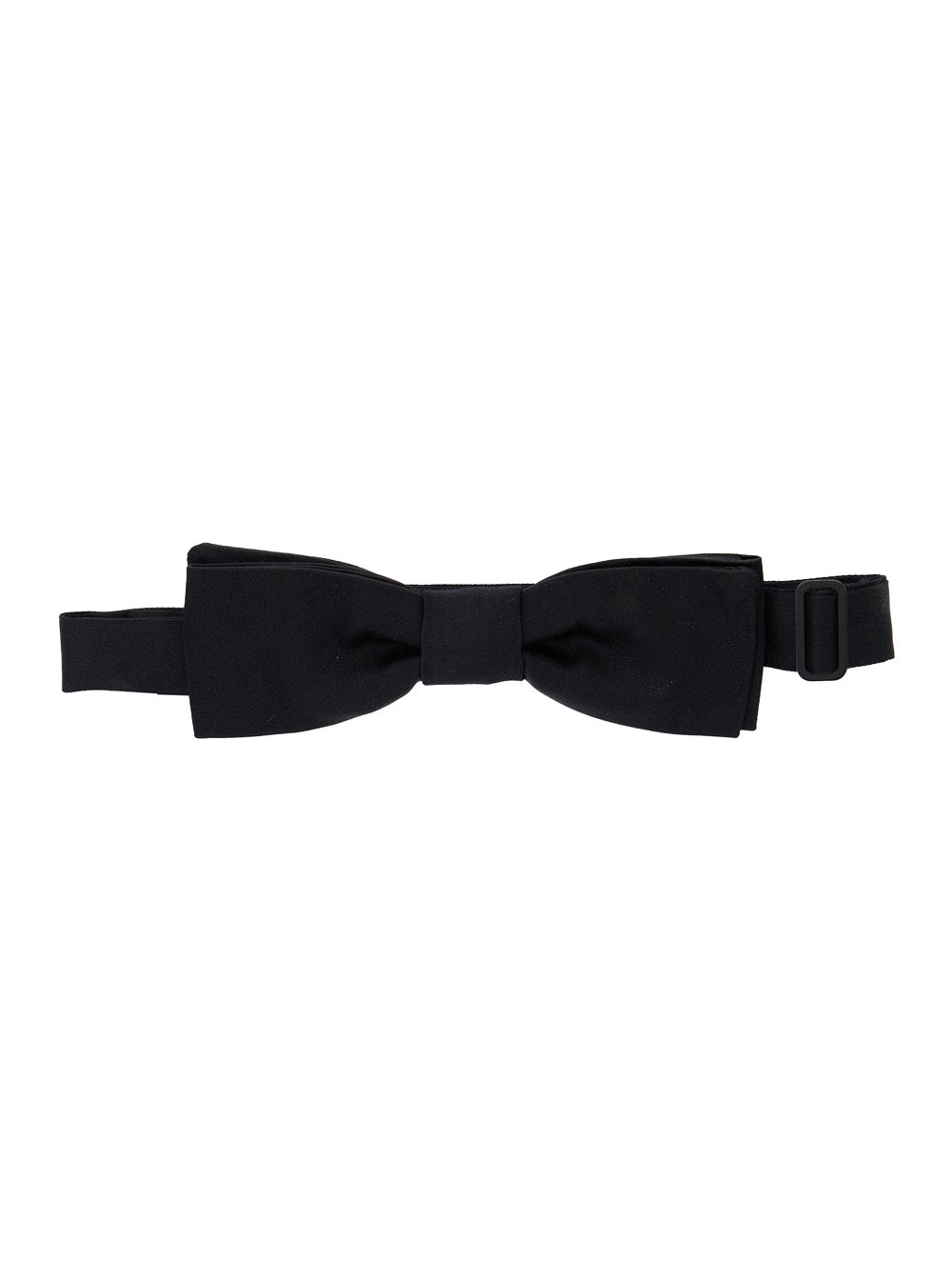 Black Bowtie with Logo Patch on the Rear and Hook Closure in Silk Man Papillon Ties