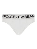 White Briefs with Elastic Waist and Logo Lettering in Cotton Man Underwear
