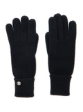 Blaire Black Gloves with Logo Plaque Detail on the Front and Ribbed Details in Cashmere Woman Hats