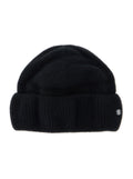 Vivian Black Beanie with Logo Plaque Detail on the Front in Cashmere Woman Hats And Gloves