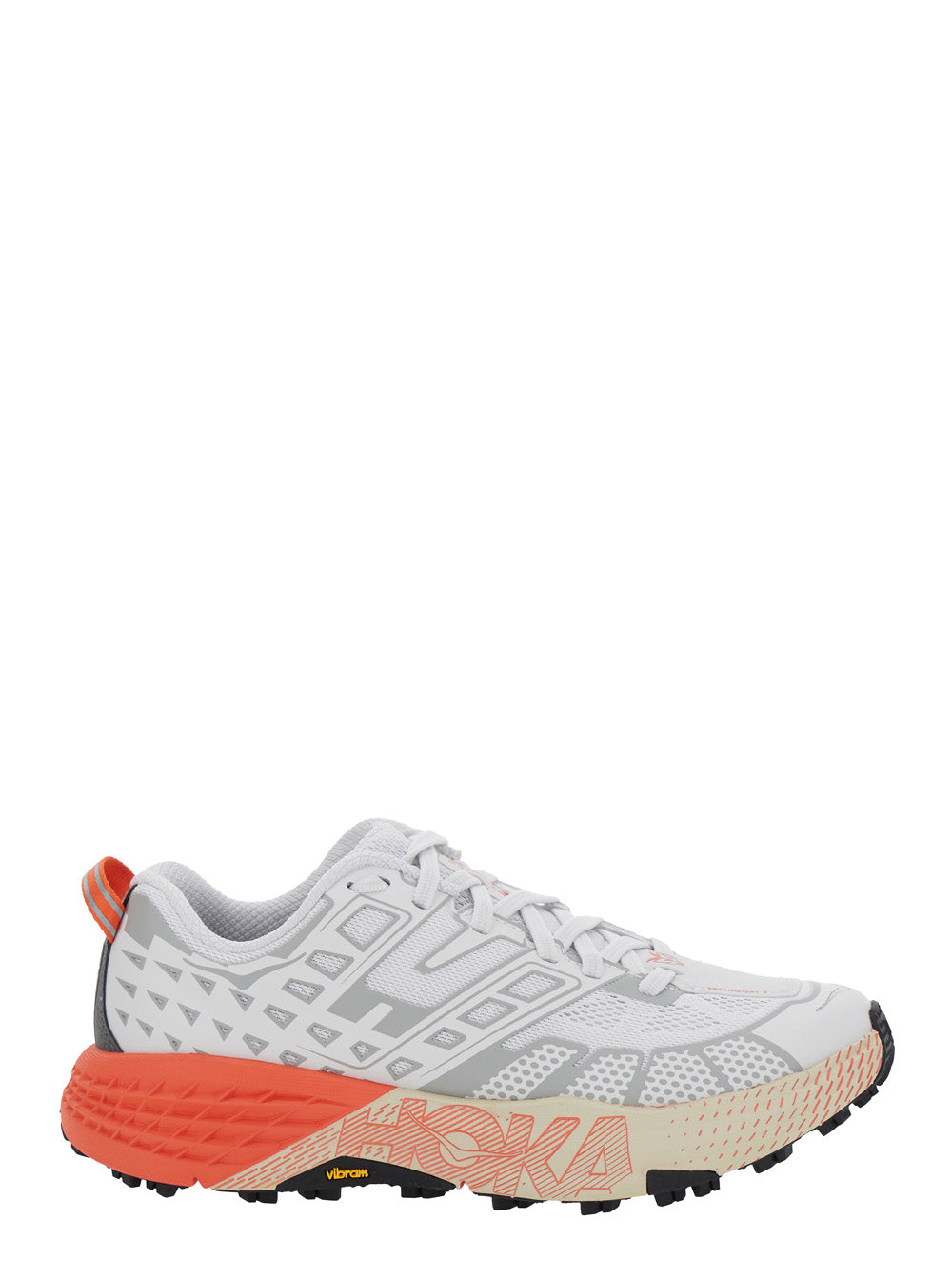 Speedgoat White Low Top Sneakers With Geometric Motif Tech Fabric Unisex