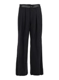 Black Trousers With Built-Belt And Pleated Design Wool Blend Man