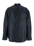 Dark Blue Shirt with Classic Collar and Chest Pocket in Cotton Man Blu Blouses