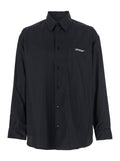 Brush Arrow Black Shirt with Logo Lettering on the Front and Maxi Print Rear in Cotton Blend Woman Blouses