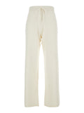 White Pants with Elastic Drawstring Waist in Cashmere Woman Trousers