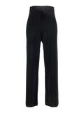 Black Pants with Drawstring Waist in Cashmere Woman Trousers