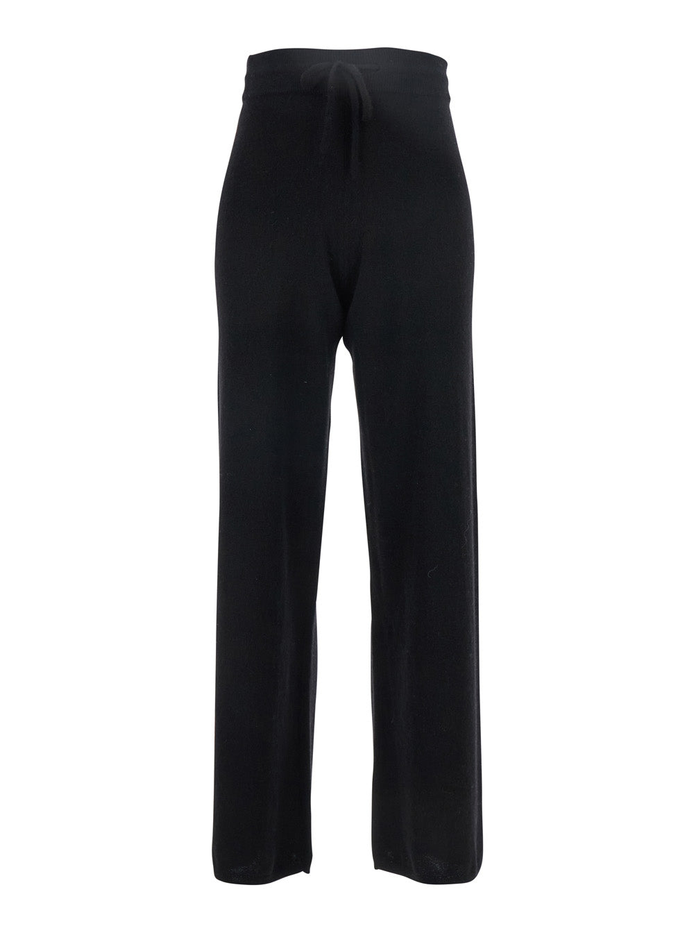 Black Pants with Drawstring Waist in Cashmere Woman Trousers