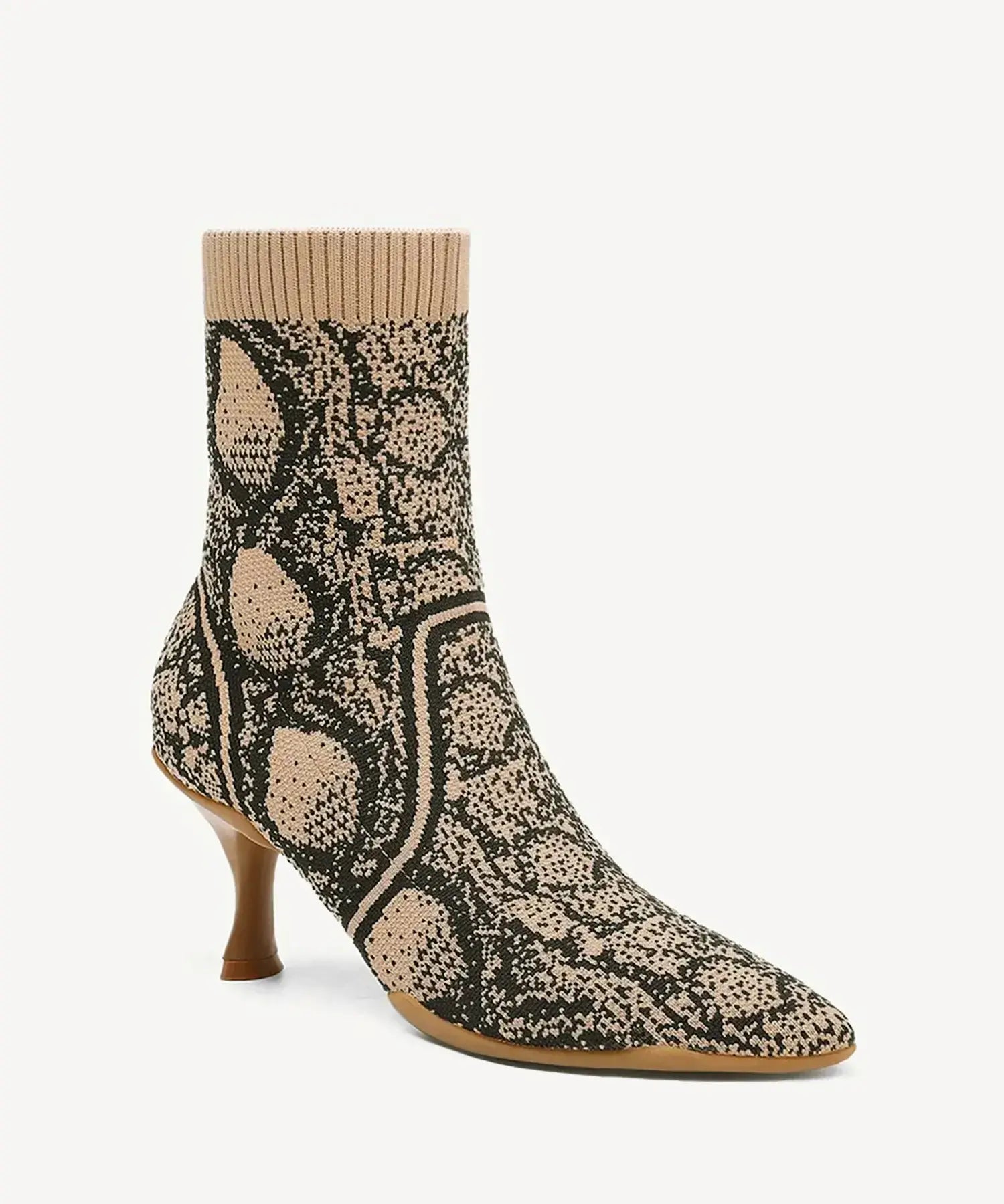 BelleVoyage Minimalist Pointed Toe Stiletto Ankle Boot - Apricot Snake Print / US 9.5 | EU 41 | UK 7.5