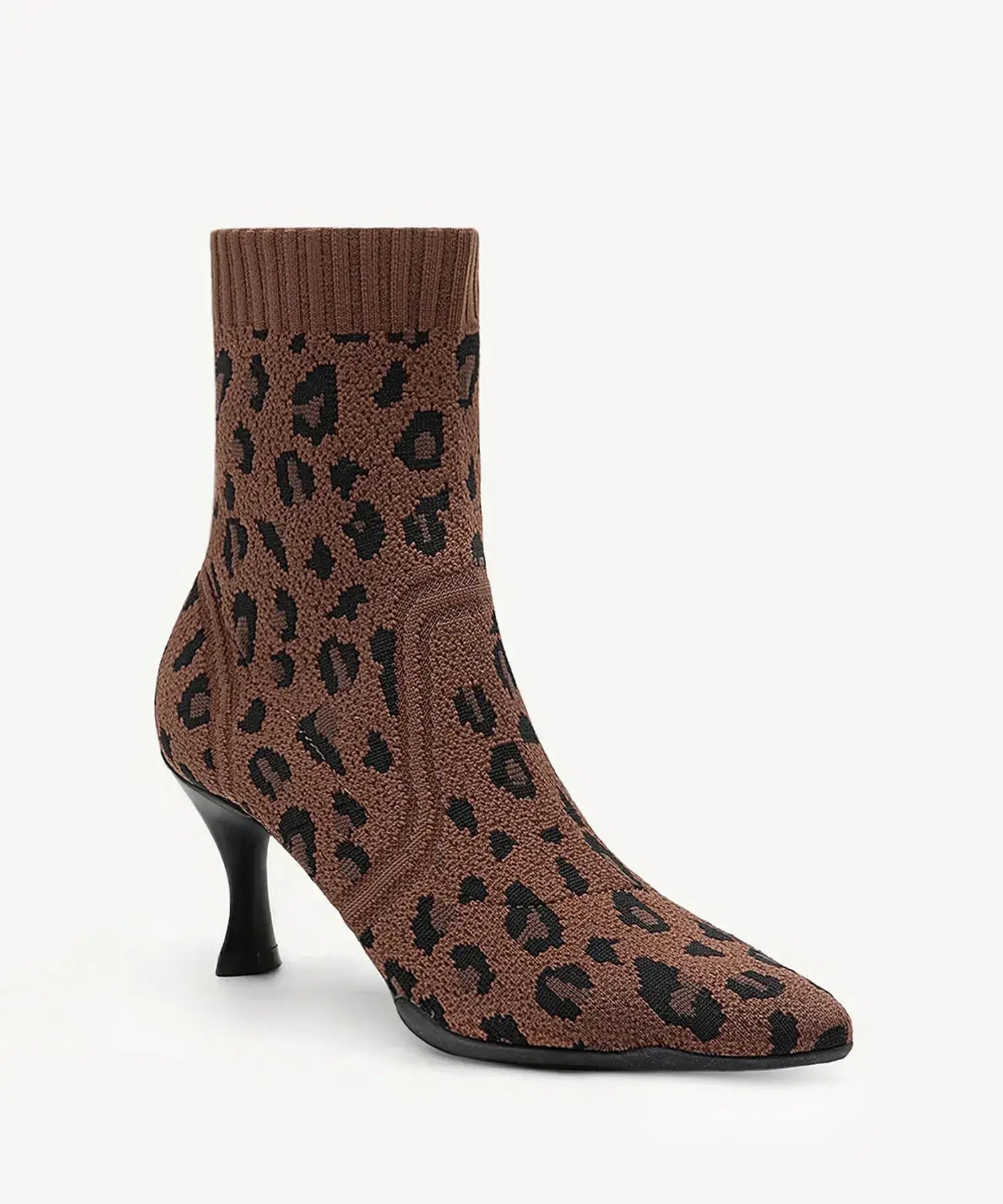 BelleVoyage Minimalist Pointed Toe Stiletto Ankle Boot - Brown Leopard / US 5 | EU 35 | UK 3