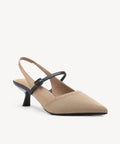 StrikeStep Elegant Stiletto Heeled Slingback - Low Heeled - Apricot / US 8 | EU 39 | UK 6