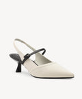 StrikeStep Elegant Stiletto Heeled Slingback - Low Heeled - White / US 8.5 | EU 39.5 | UK 6.5