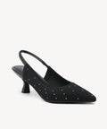 StellaDot Kitten Heeled Slingback - Black / US 8.5 | EU 39.5 | UK 6.5