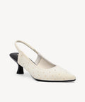 StellaDot Kitten Heeled Slingback - Cream / US 10 | EU 41.5 | UK 8