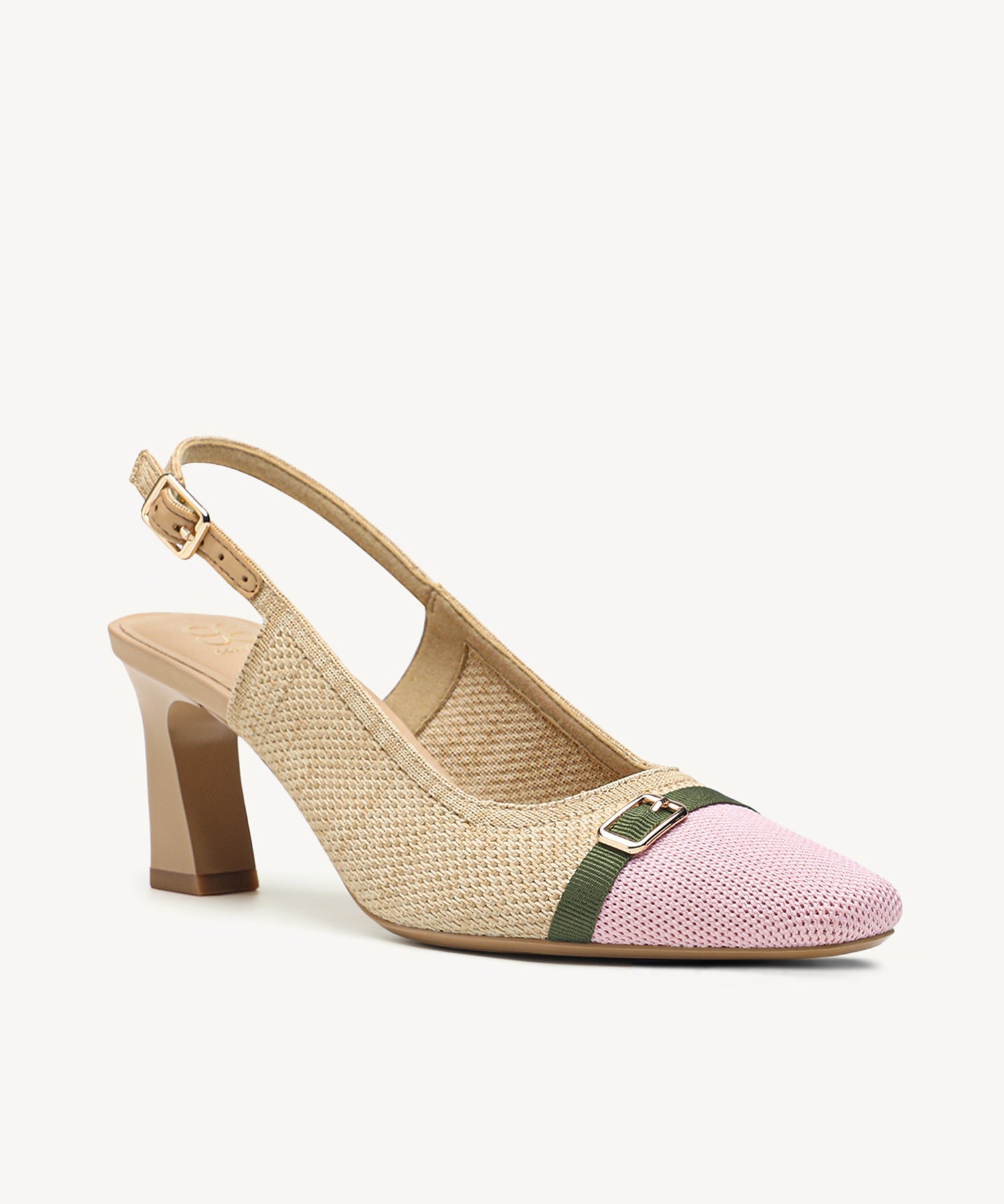 Colorblock Square Toe Heeled Slingback - Apricot/Pink / US 7 | EU 37.5 | UK 5