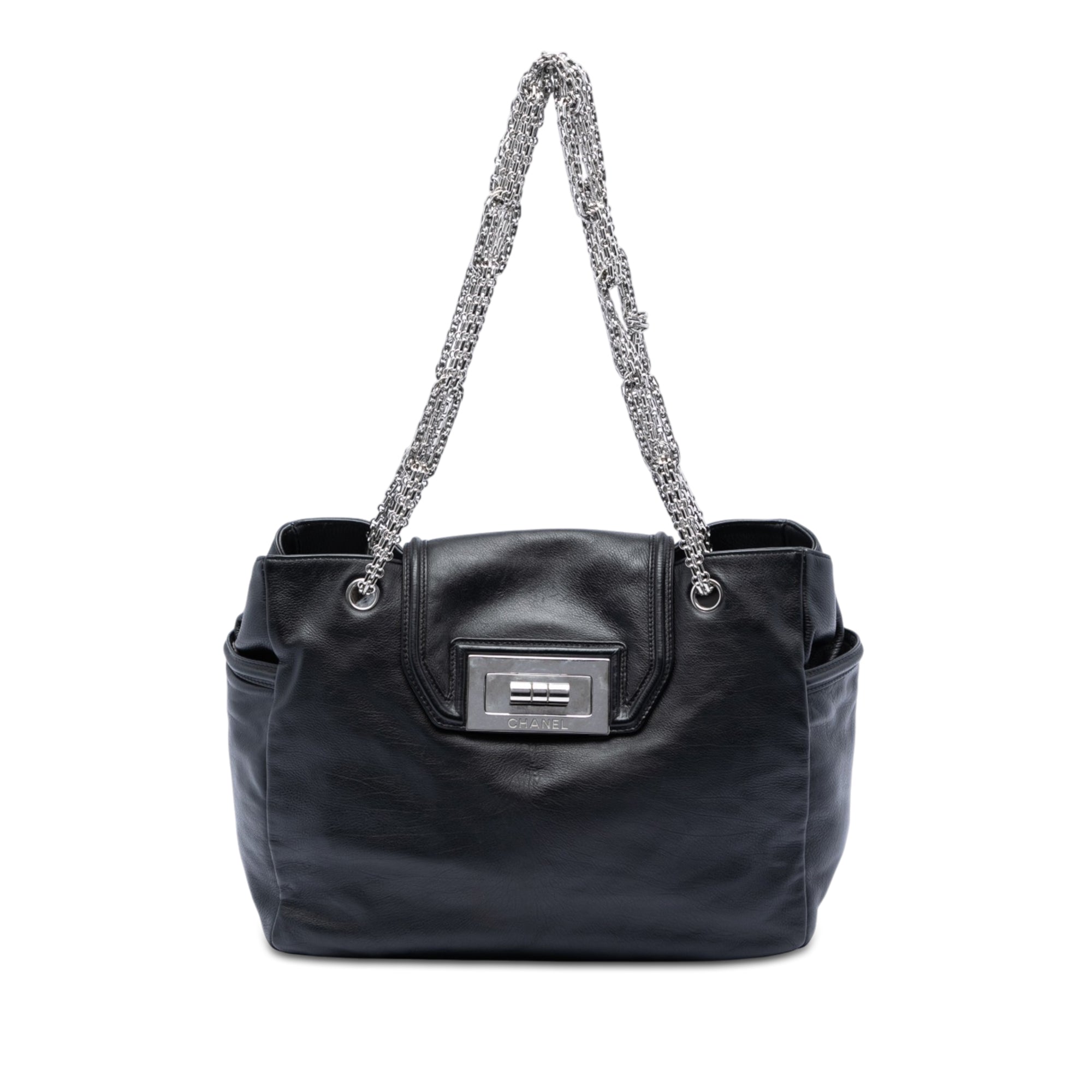 Large Lambskin Mademoiselle Lock Jewelry Chain Tote