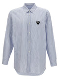 Comme Des Garçons Play Logo-Patch Striped Shirt — Blue