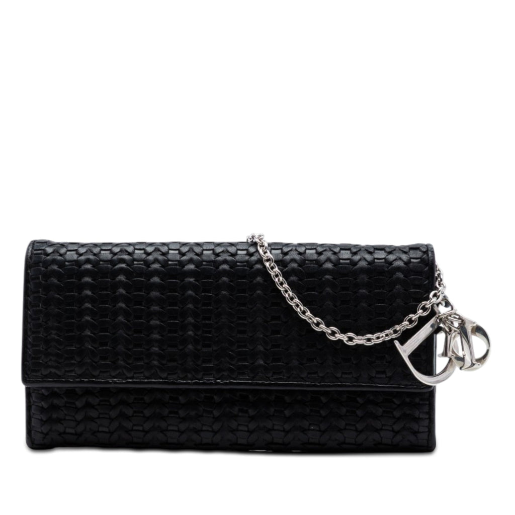 Woven Lambskin Lady Dior Rendezvouz Wallet on Chain