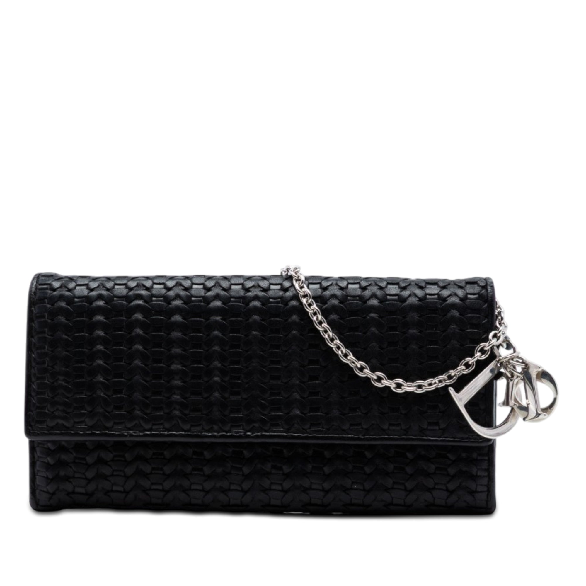 Woven Lambskin Lady Dior Rendezvouz Wallet on Chain