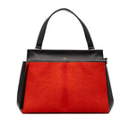 Medium Bicolor Leather and Pony Hair Edge Handbag