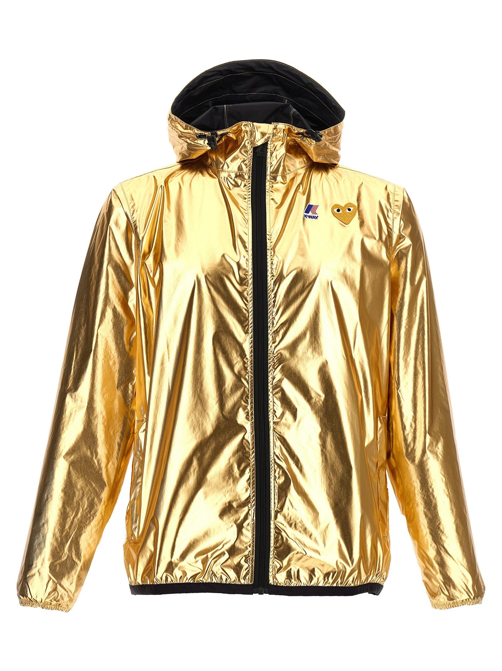 Comme Des Garçons Play Metallic Waterproof Hooded Jacket — Gold