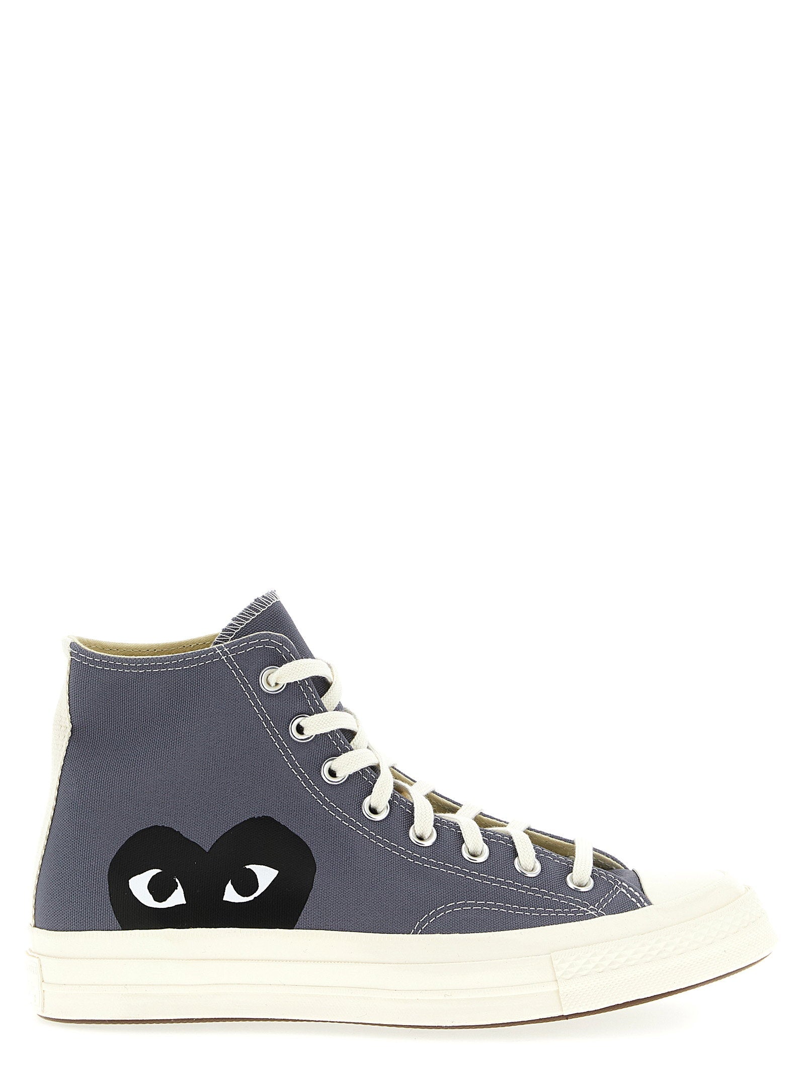Comme Des Garçons Play Heart-Logo Canvas High-Top Sneaker — Gray