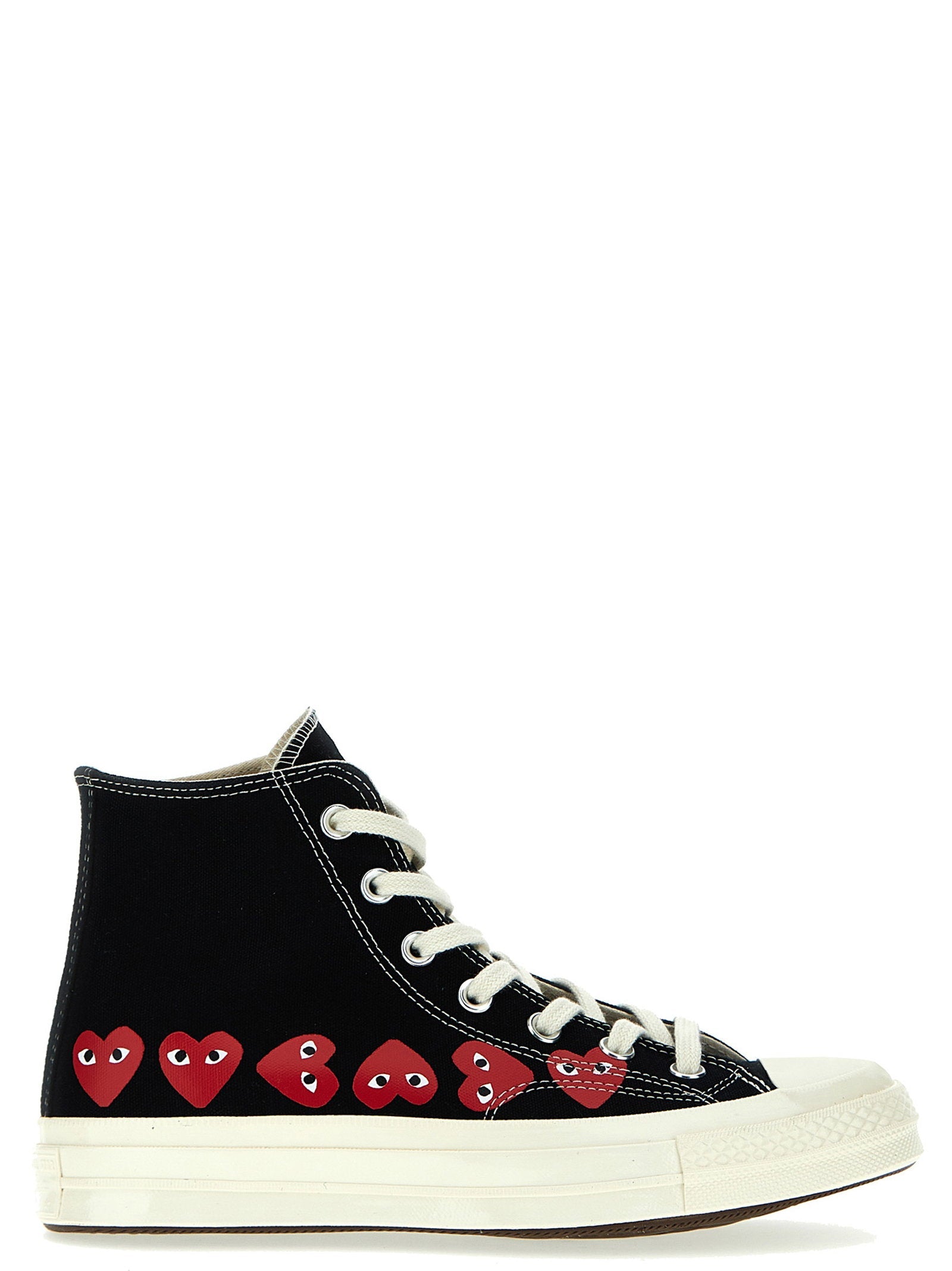 Comme Des Garçons Play Heart Print Canvas Sneaker — Black