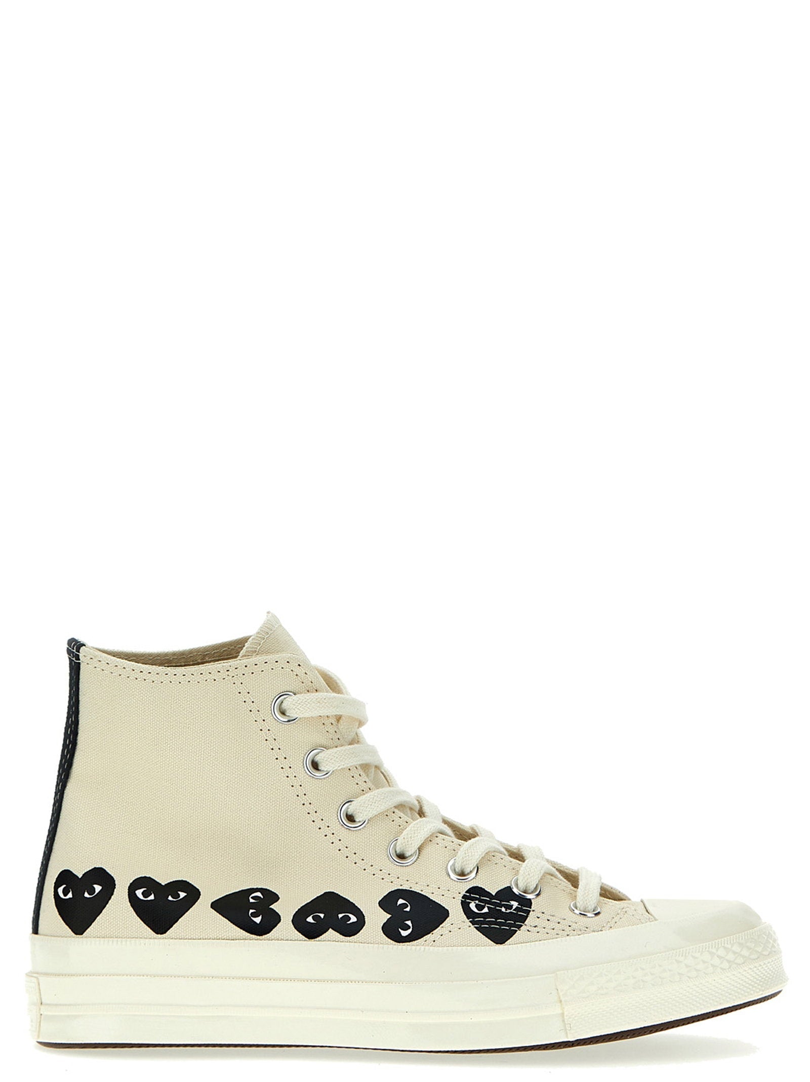 Comme Des Garçons Play Heart-Print Canvas Sneaker — cream