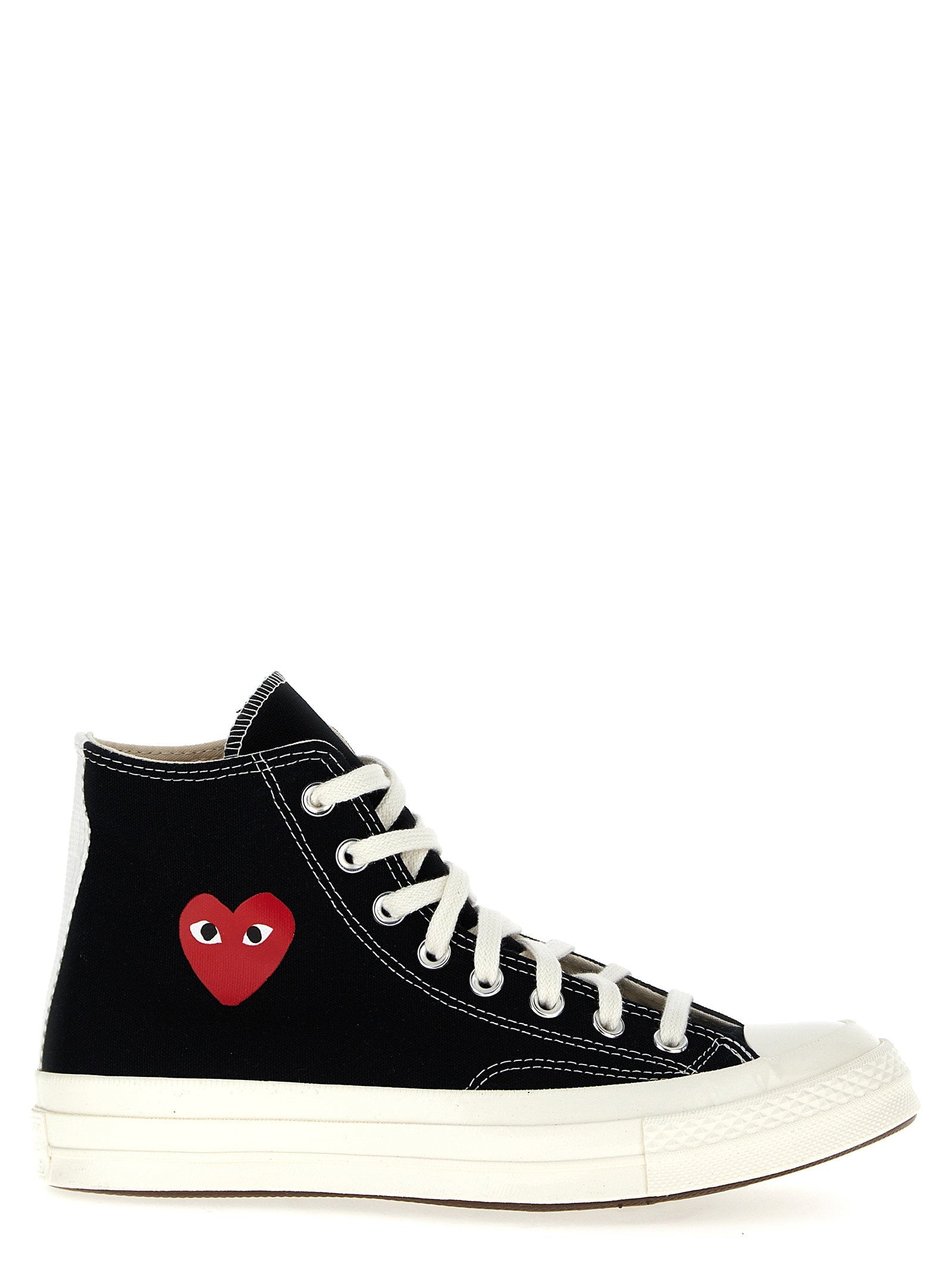 Comme Des Garçons Play Heart Logo Canvas High-Top Sneaker — Black