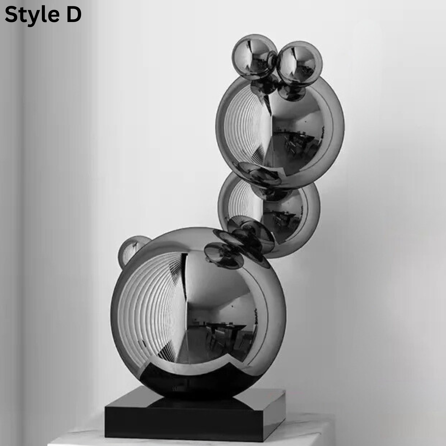 ArtZ® Stainless Steel Very Bubbly Sculptures - Style D; Height 22 inch (56 cm) / Black