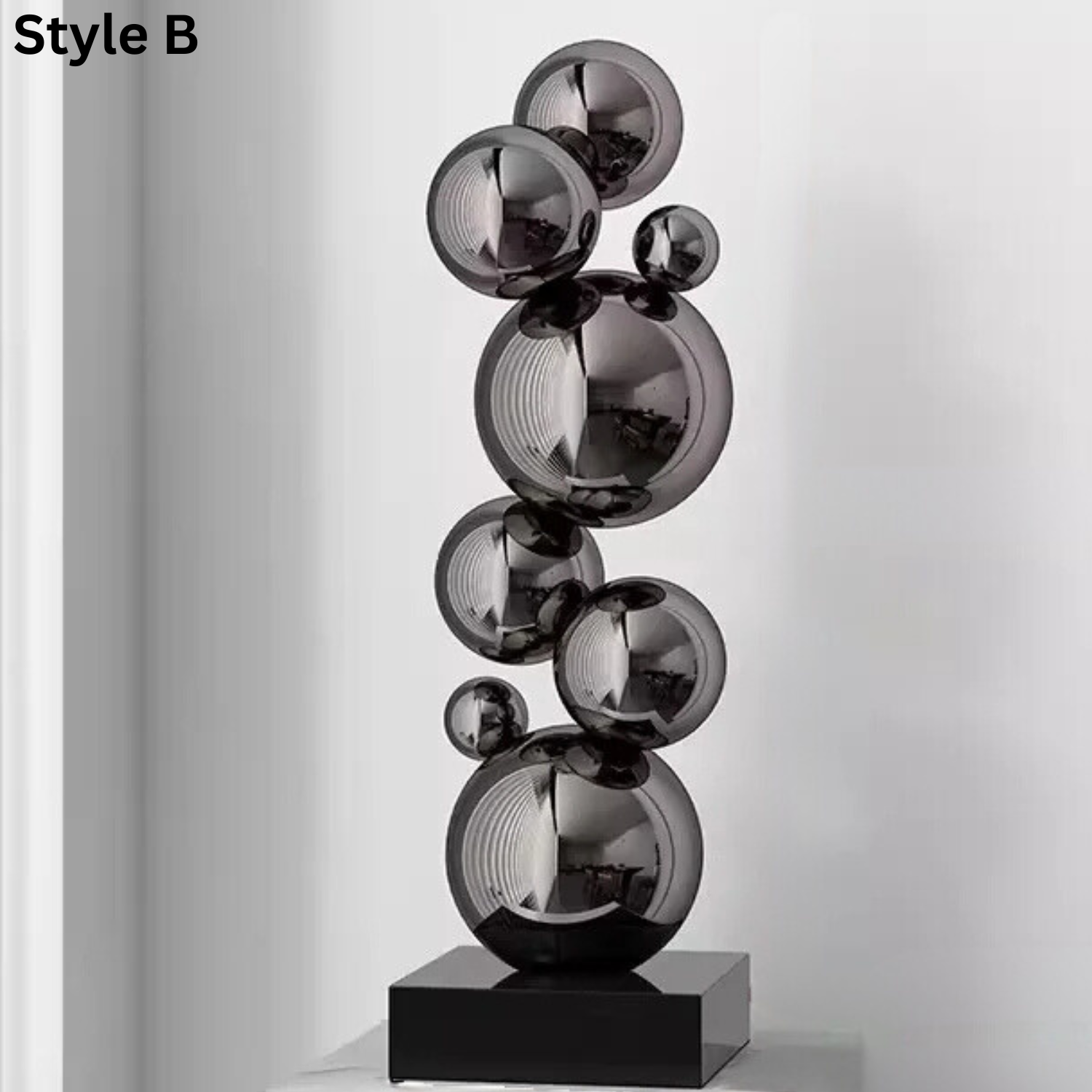 ArtZ® Stainless Steel Very Bubbly Sculptures - Style B; Height 23.6 inch (60 cm) / Black