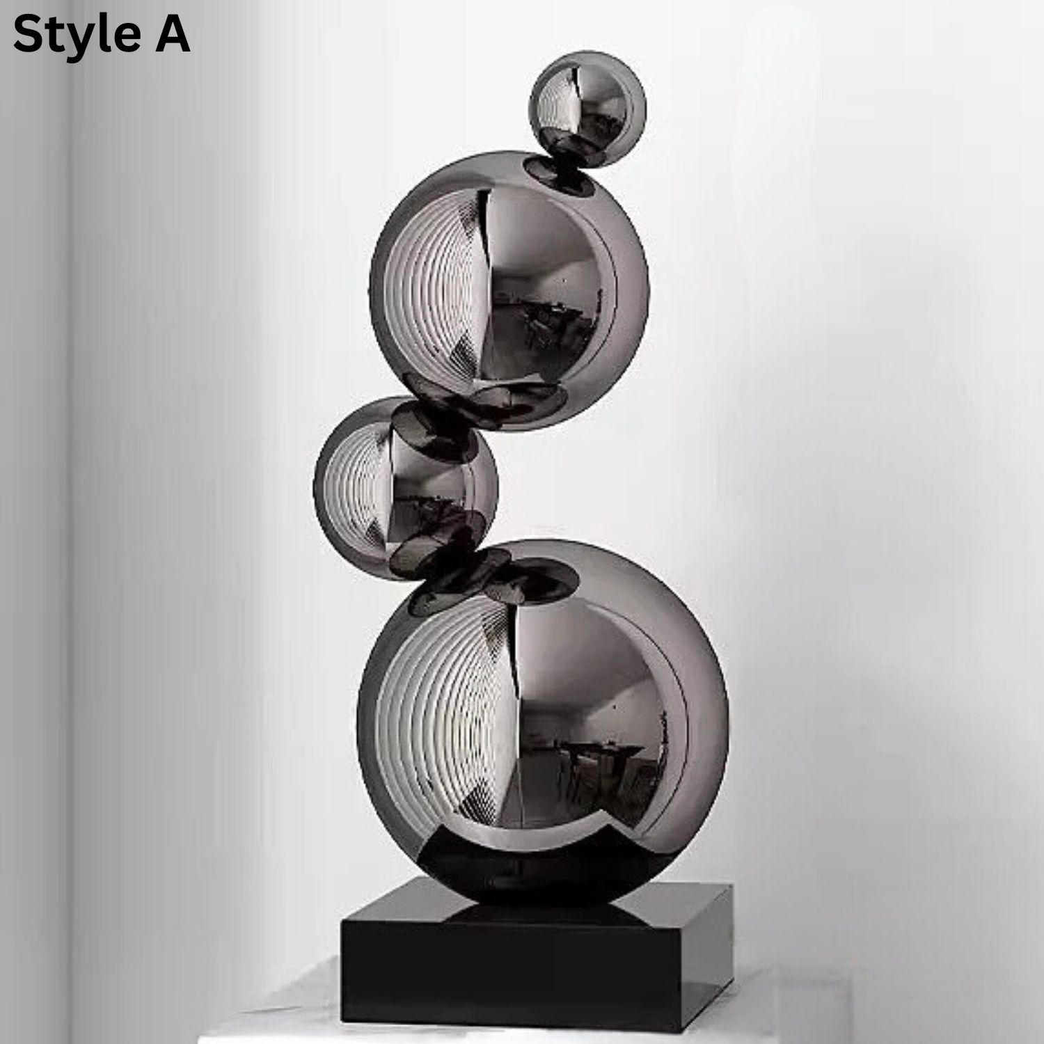 ArtZ® Stainless Steel Very Bubbly Sculptures - Style A; Height 20.1 inch (51 cm) / Black