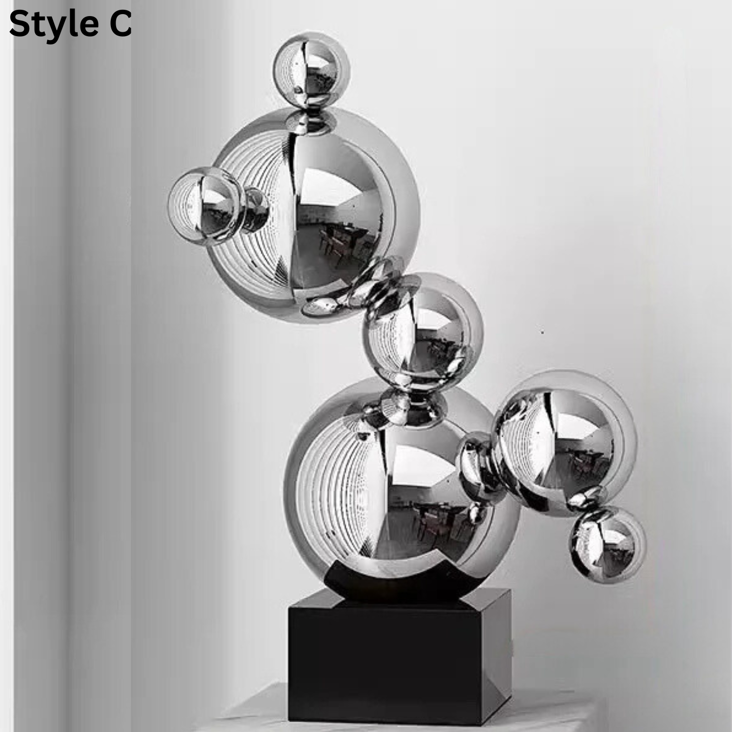 ArtZ® Stainless Steel Very Bubbly Sculptures - Style C; Height 22 inch (56 cm) / Silver