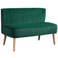 46" Loveseat Sofa, Linen Fabric Upholstered 2 Seater Small Sofa with Thick Padded Seat and Rubber Wood Legs for Living Room, Home Office, Dark Green
