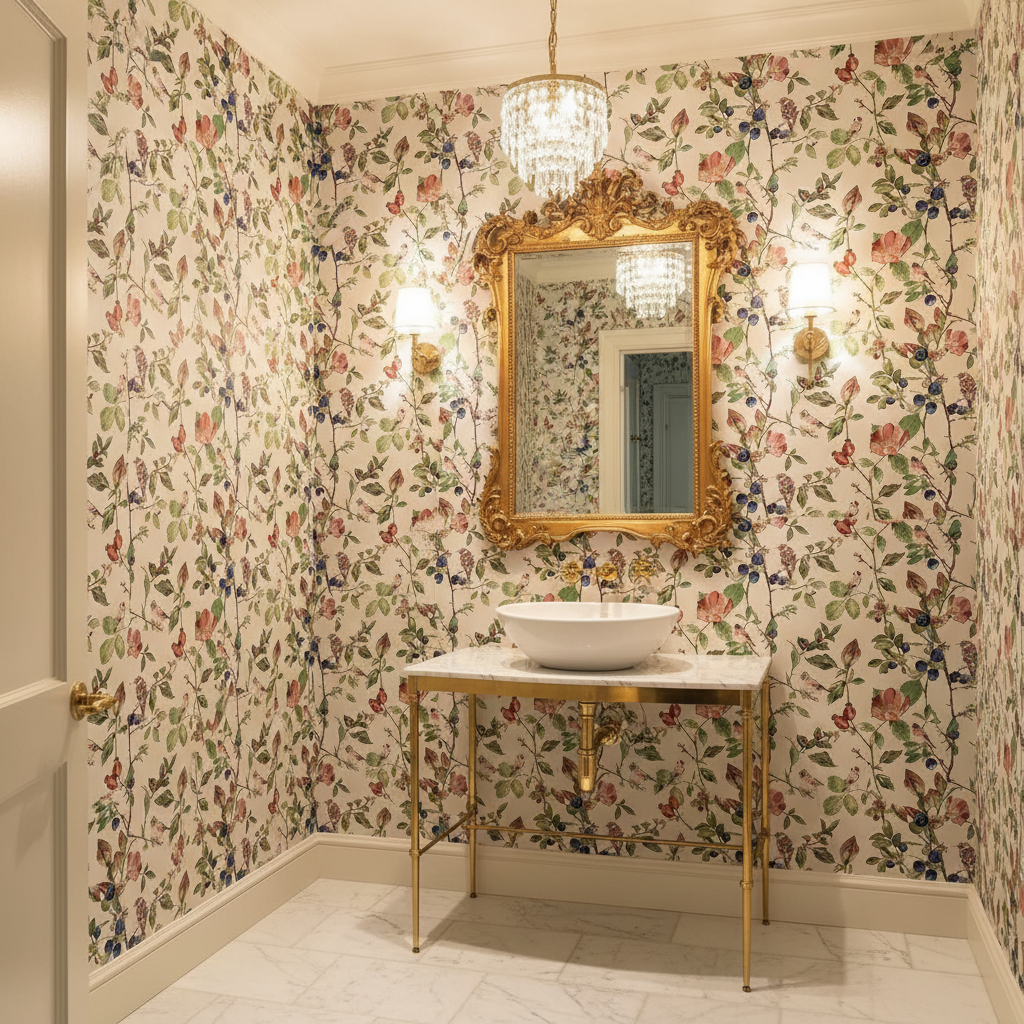Goldfinch Blossom Floral Wallpaper