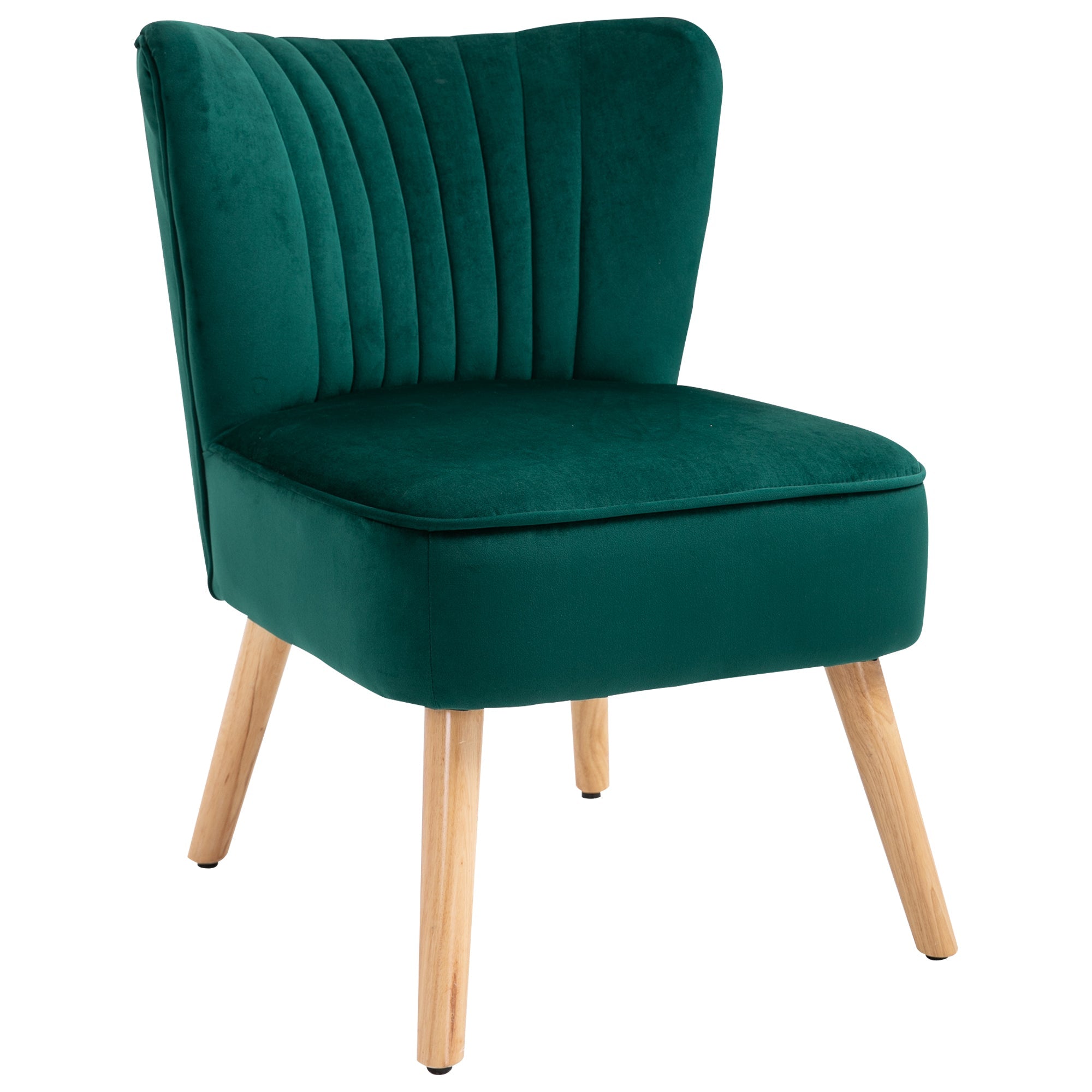Velvet Accent Chair Occasional with Seat Padding, Curved Back & Wood Frame Legs, Green