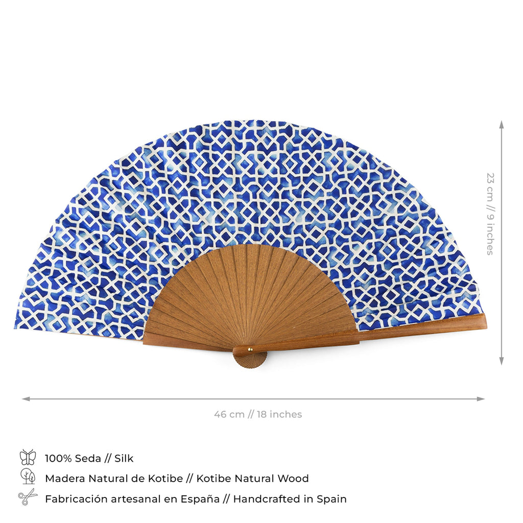 Folding hand fan Alcazaba blue