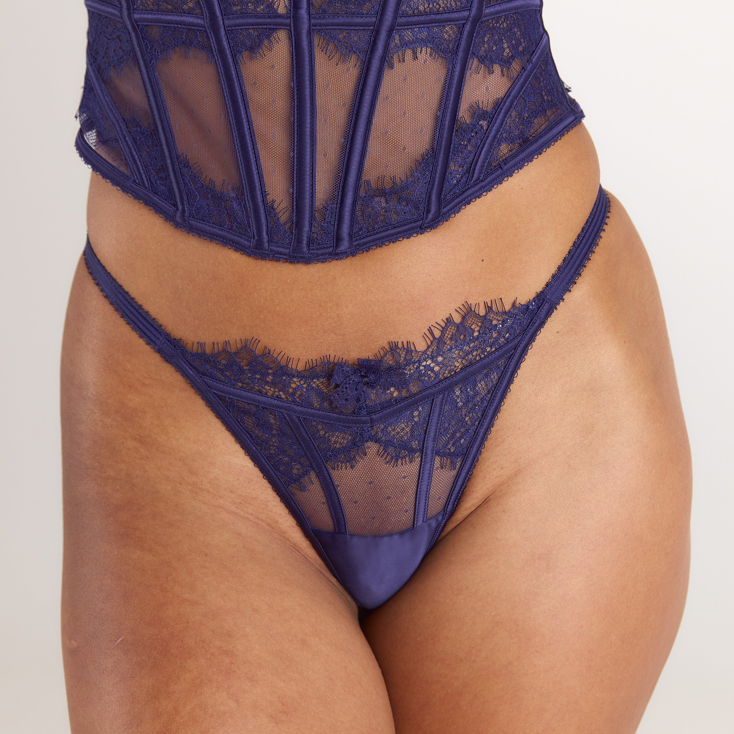 Lounge Underwear Alessia Corset G-String (Set) - Navy