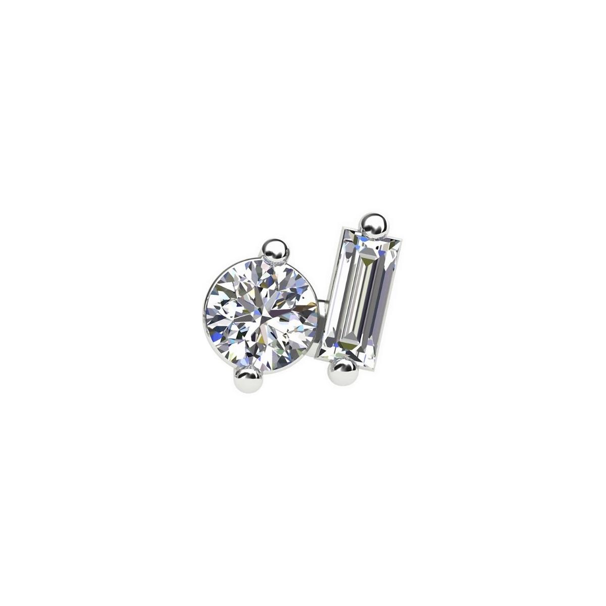 ANA Baguette and Brilliant Cut Diamond Stud Earring Single By ALINKA Fine Jewellery