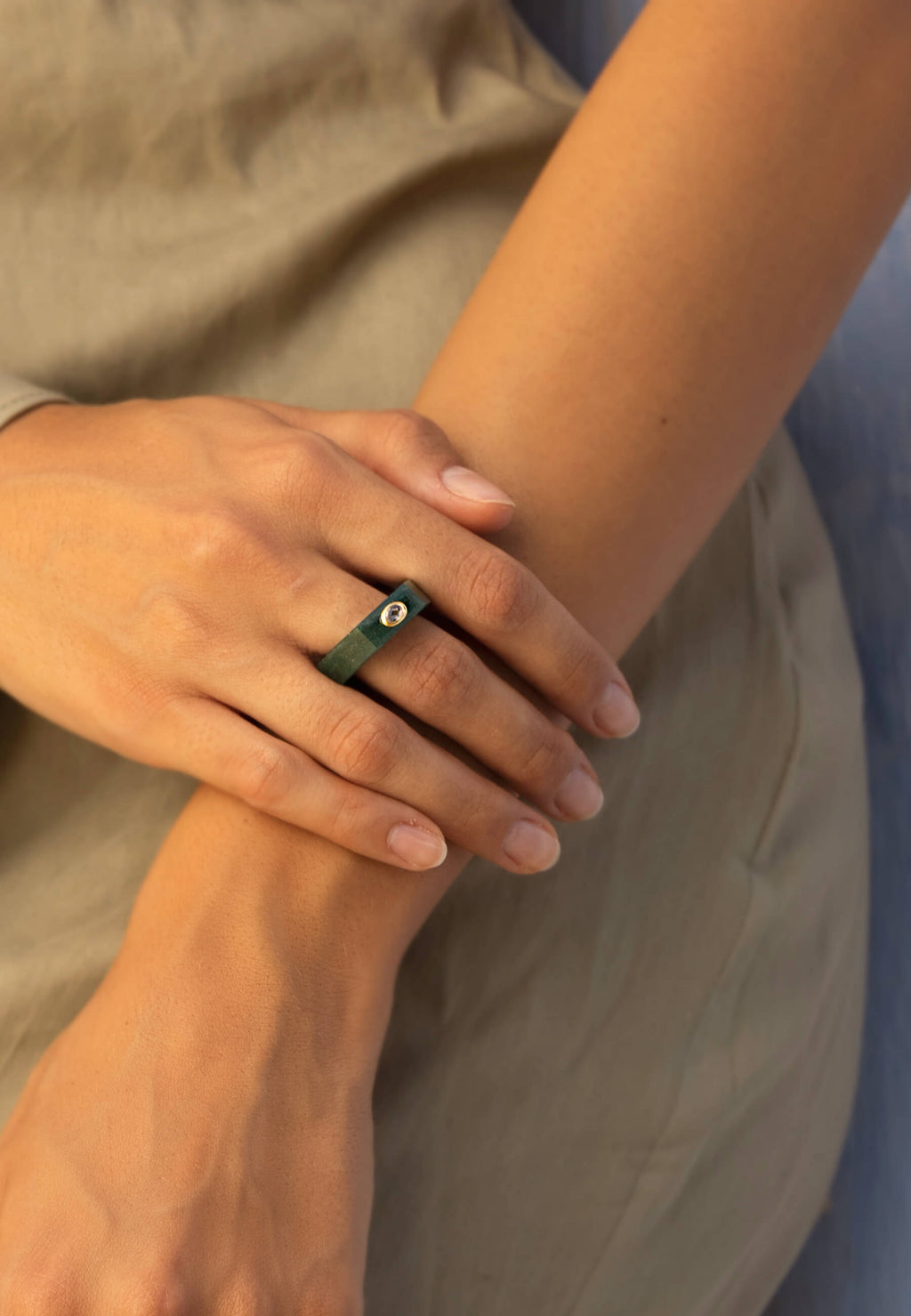 Anillo Aventurina Verde Mora