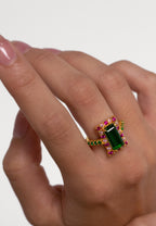 Anillo Rivoli Fucsia y Verde
