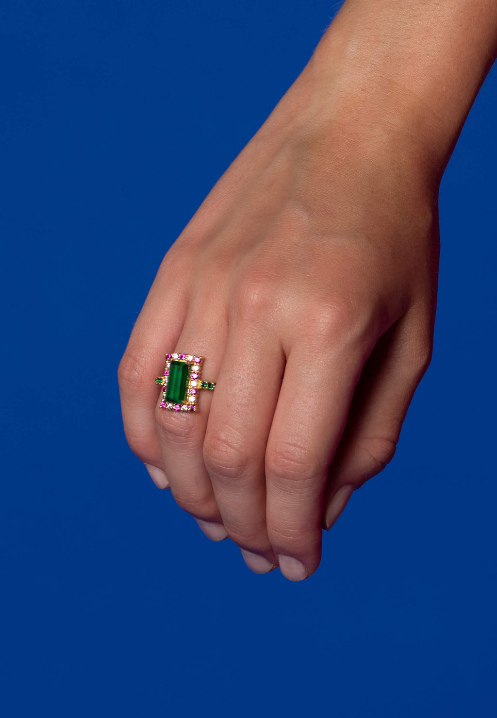 Anillo Rivoli Fucsia y Verde