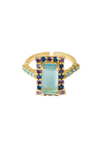 Anillo Rivoli Rosetón Aguamarina y Morado