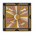 Art Deco Sun and Moon Hand Tufted Square Wool Rug