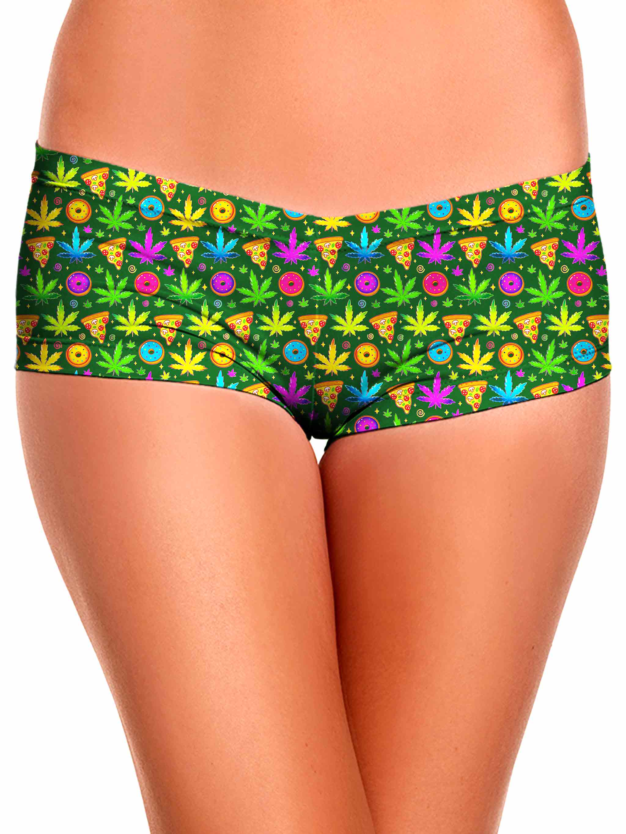 Ganja Motif Booty Shorts