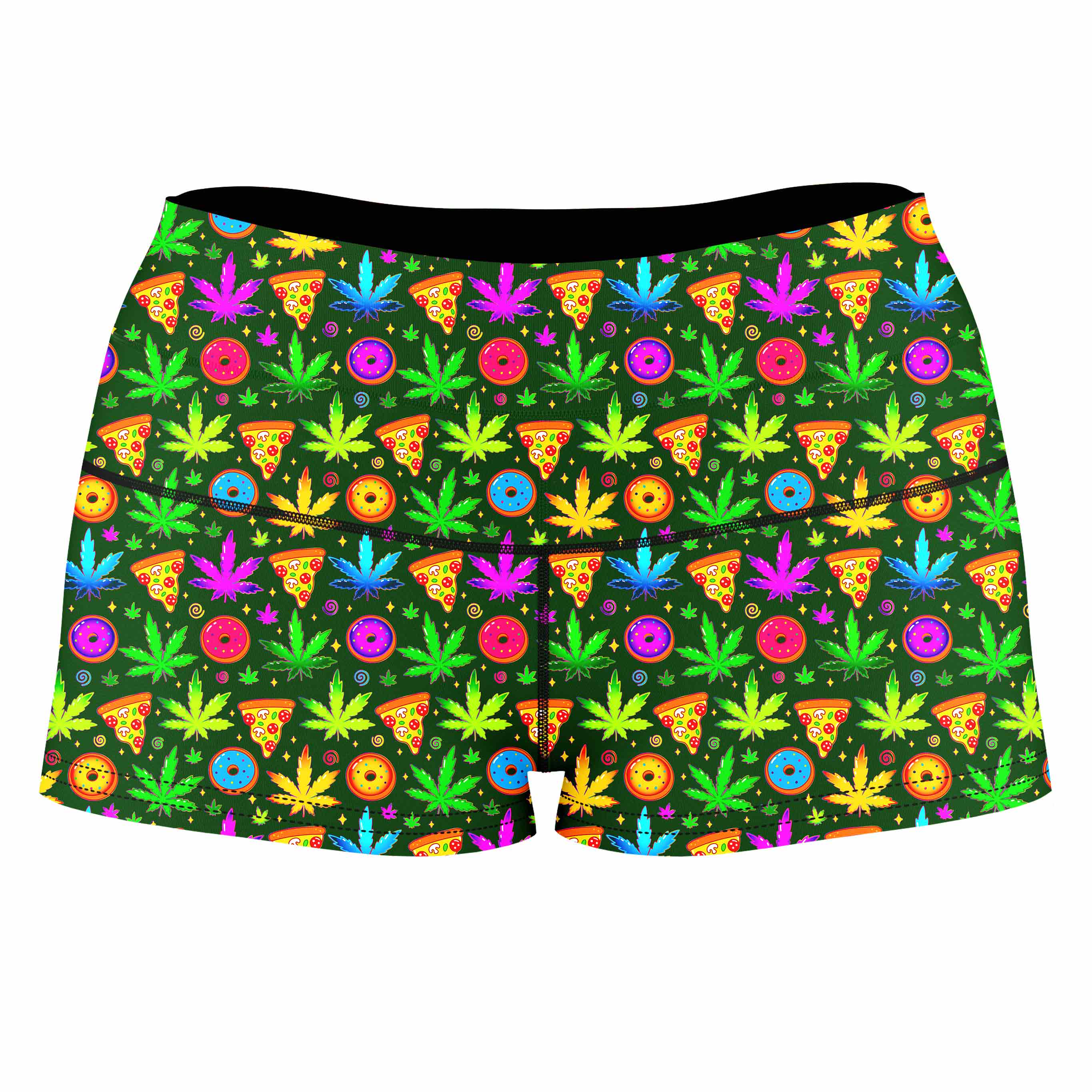 Ganja Motif High-Waisted Women's Shorts