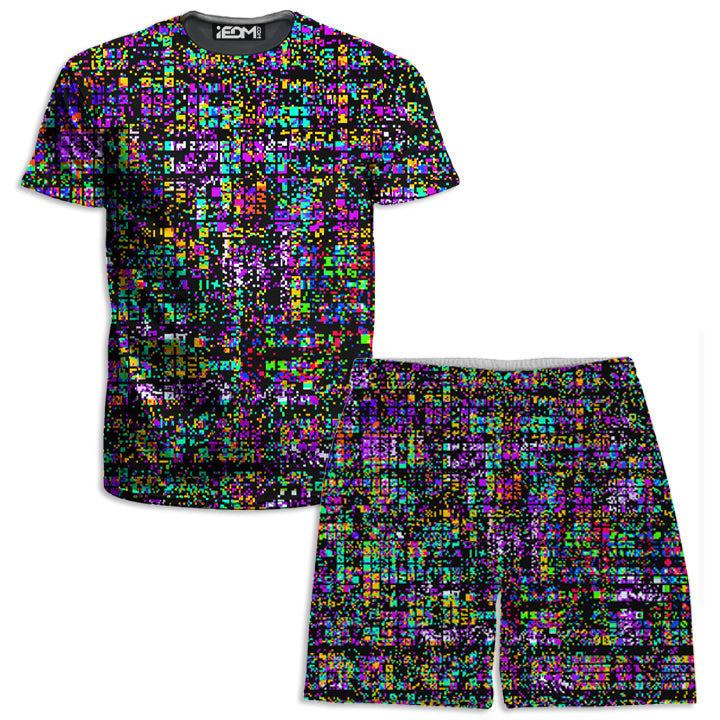 8-Bit Trippy Glitch Men's T-Shirt and Shorts Combo