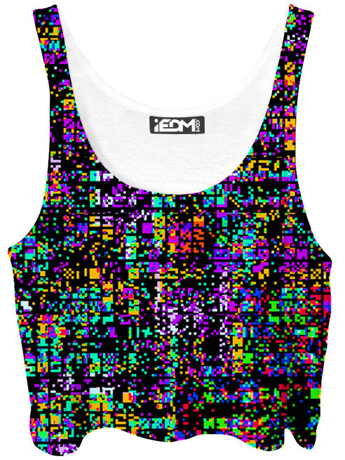 8-Bit Trippy Glitch Crop Top