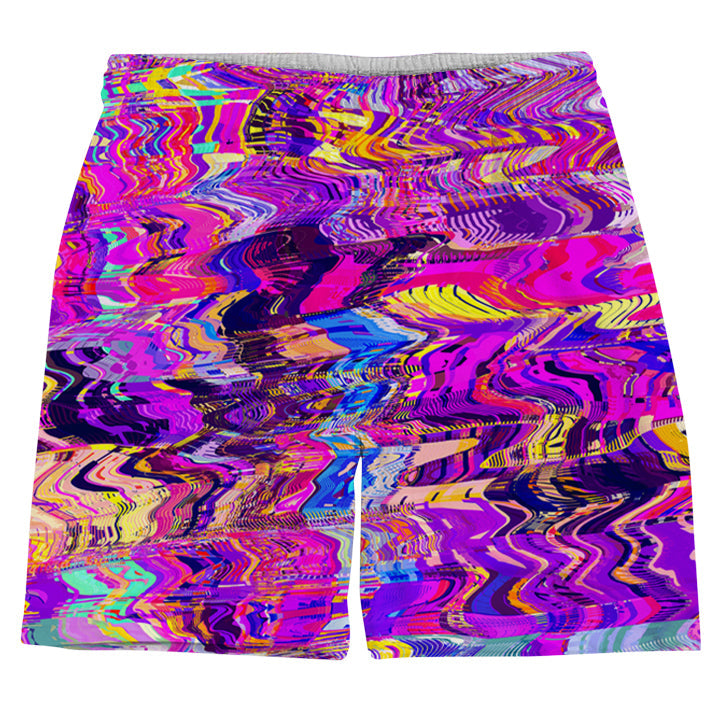 Purple Acid Glitch Waves Weekend Shorts
