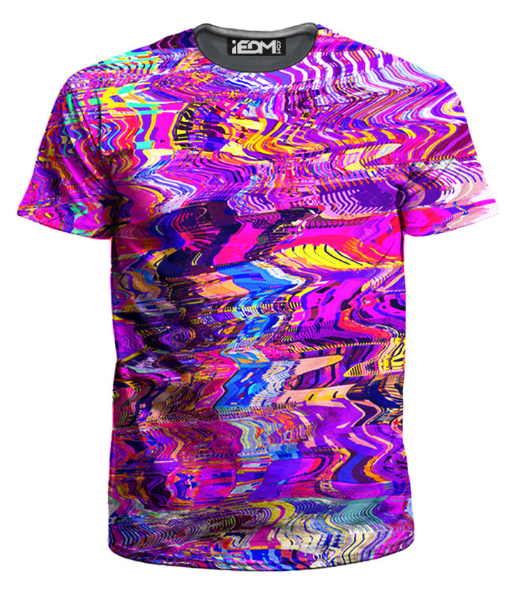 Purple Acid Glitch Waves Men's T-Shirt